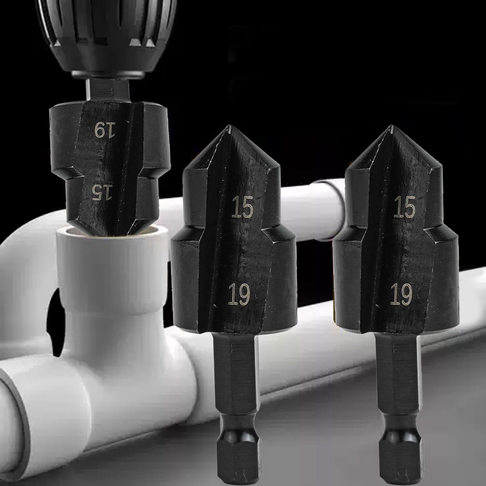 3pcs Hex Shank Step Drill Bits for Reliable Pipe Expansion and Drilling