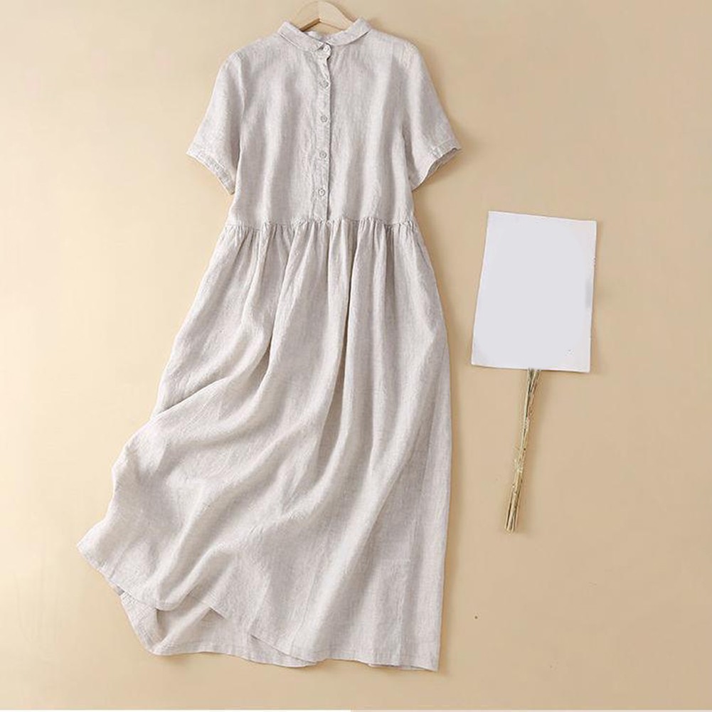 Fashionable Plus Size Summer Dress for Women Retro Loose Style Apparel - Picture 13 of 28