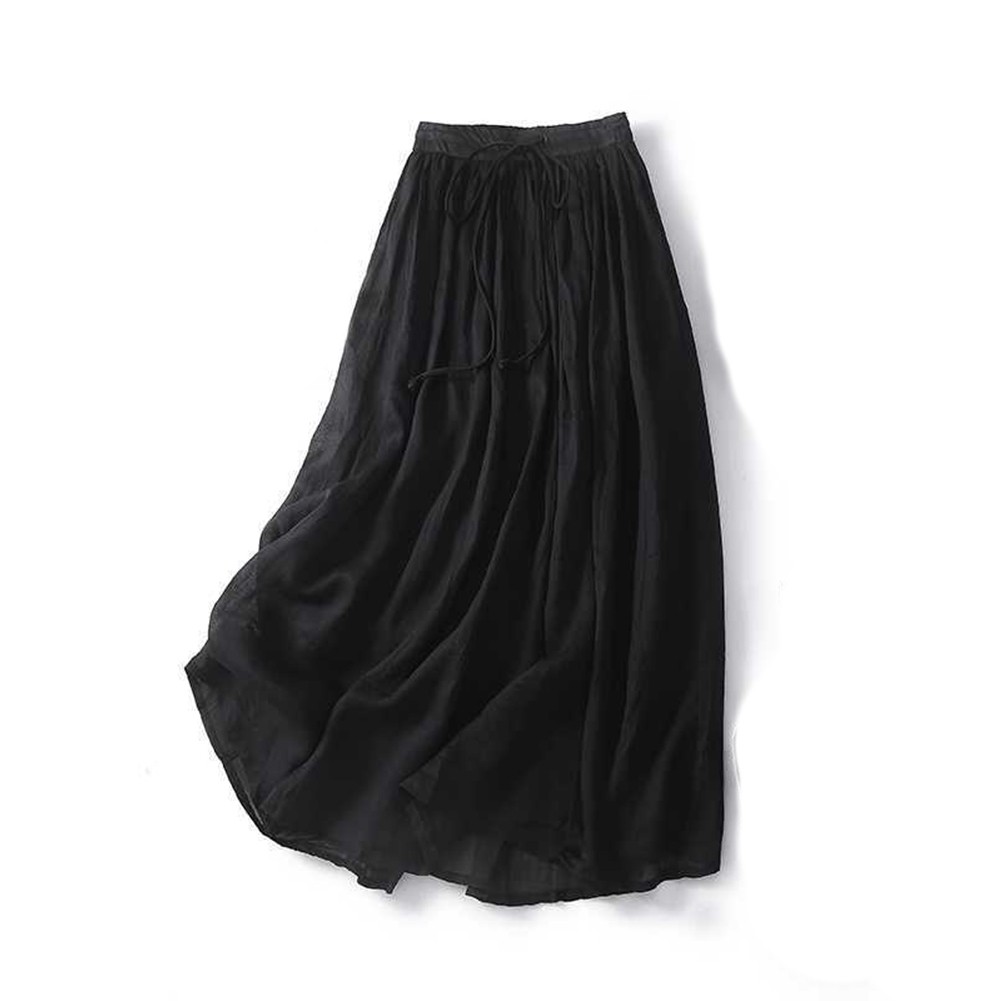 Womens Flowy A Line Maxi Skirt with Elastic Waist Perfect for Daily Wear