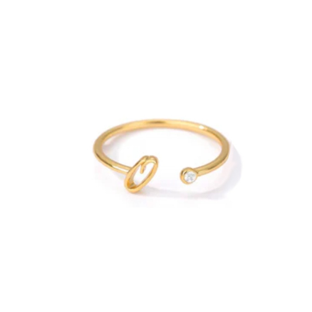 Stylish Zircon Inlaid Copper Ring with Unique 26 Letter Design for Women - Picture 27 of 38