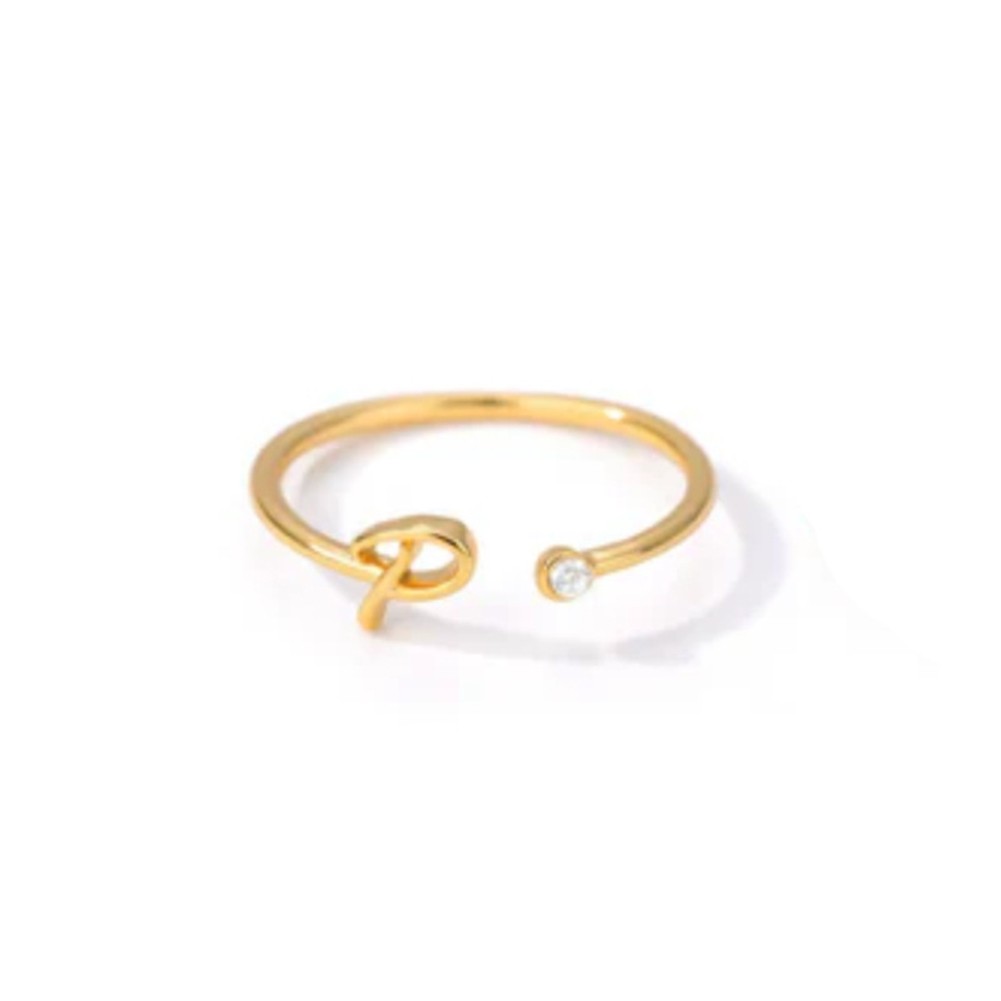 Stylish Zircon Inlaid Copper Ring with Unique 26 Letter Design for Women - Picture 28 of 38