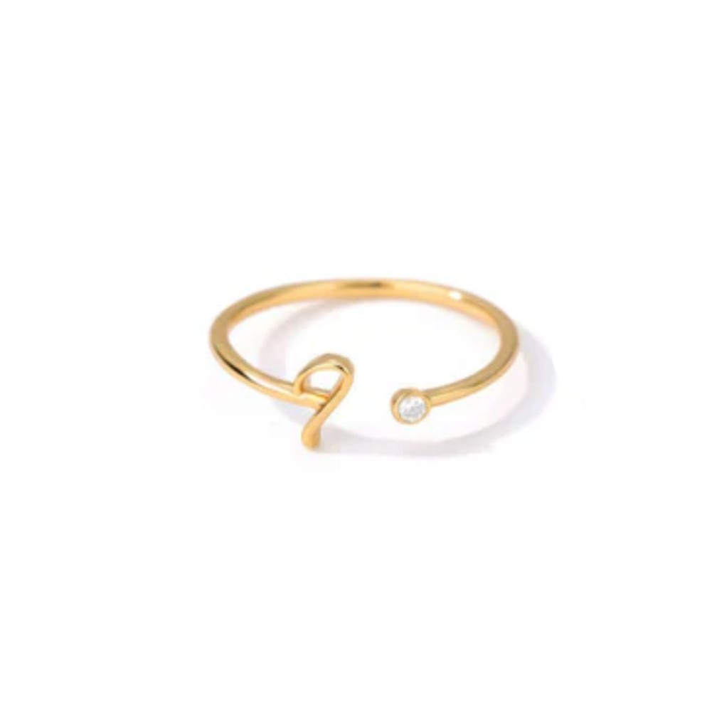 Stylish Zircon Inlaid Copper Ring with Unique 26 Letter Design for Women - Picture 21 of 38