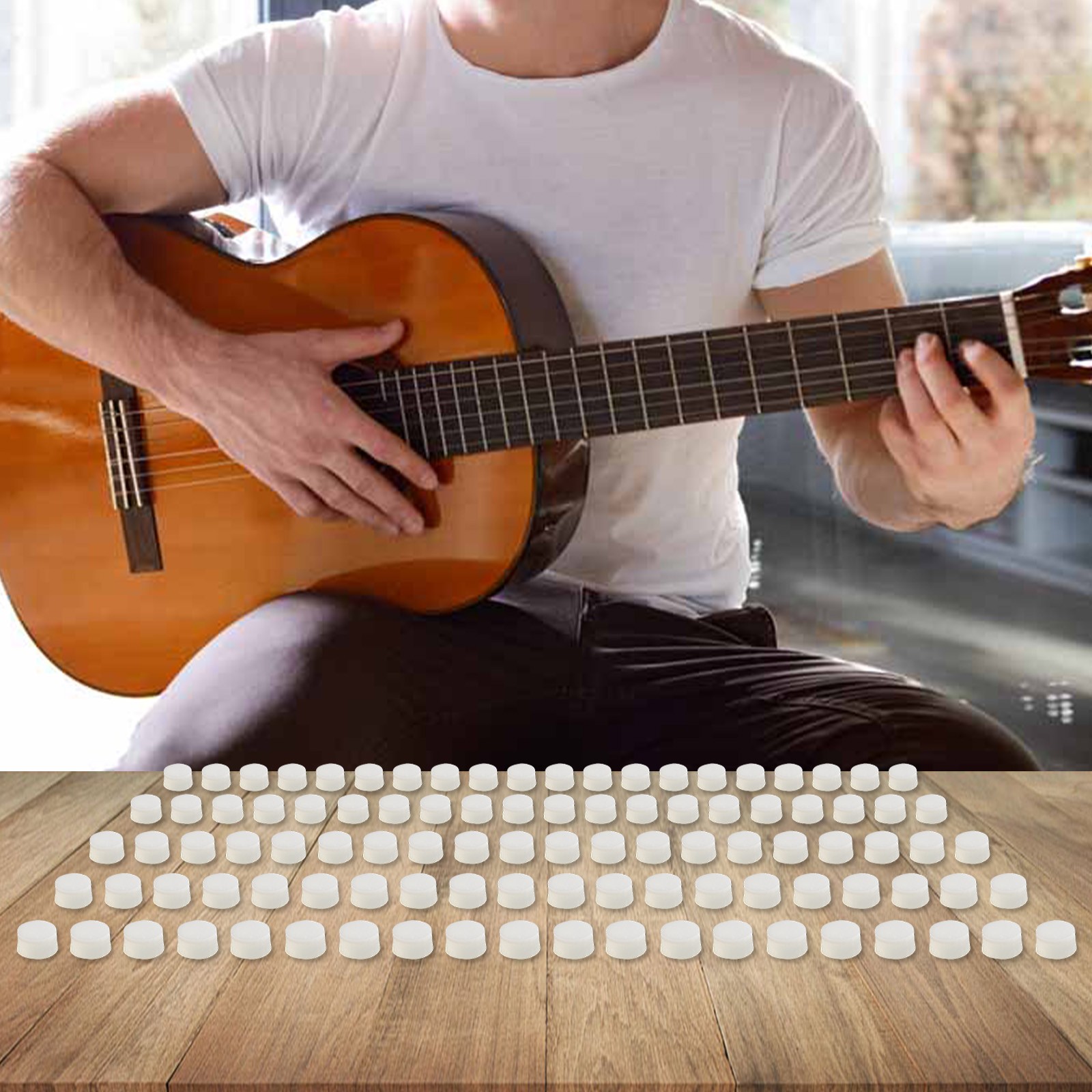 Chitarra Tastiera Fingerboard Dots Marcatori Intarsio Set di 100 Punti Acrilici Nero - Foto 37 di 51