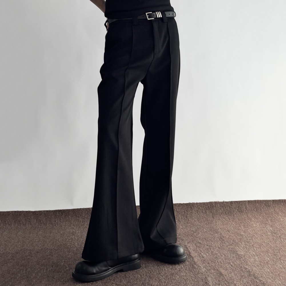 Bell Bottom Style Loose Fit Mens Trousers Comfortable Casual Pants in Black - Picture 17 of 48