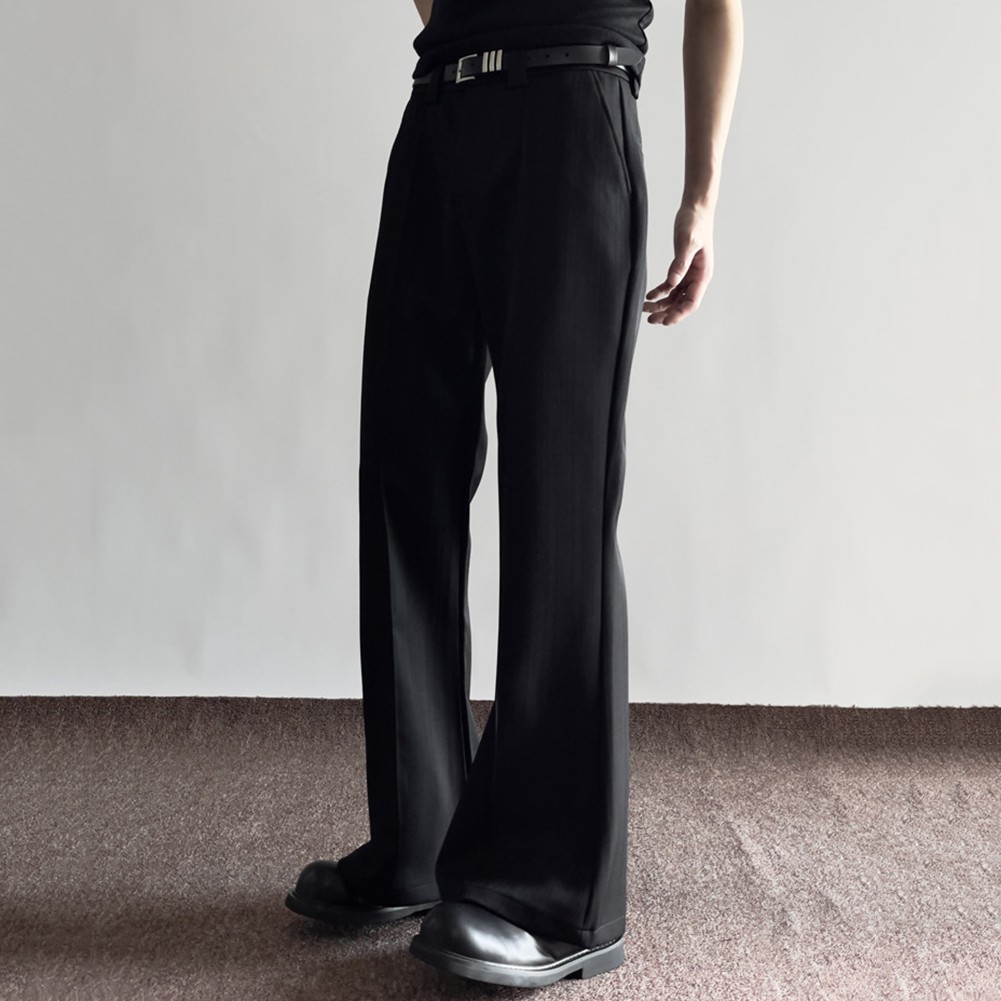 Bell Bottom Style Loose Fit Mens Trousers Comfortable Casual Pants in Black - Picture 16 of 48