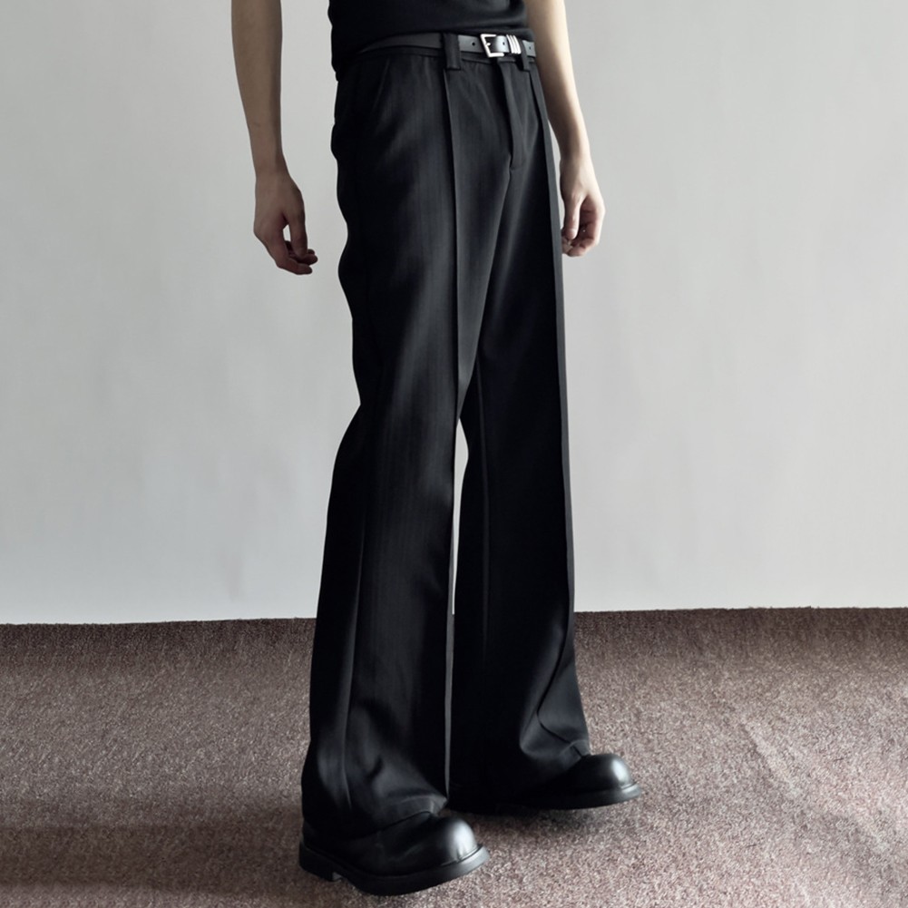 Bell Bottom Style Loose Fit Mens Trousers Comfortable Casual Pants in Black - Picture 18 of 48