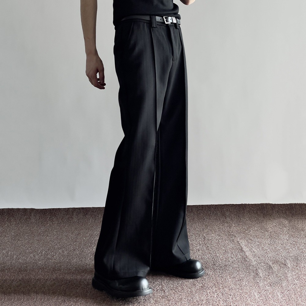 Bell Bottom Style Loose Fit Mens Trousers Comfortable Casual Pants in Black - Picture 14 of 48