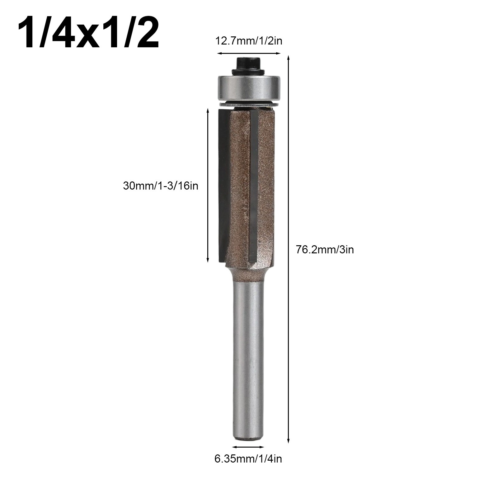 Closed Bearing Roller Design on 6mm Trim Router Bit for Precision Work