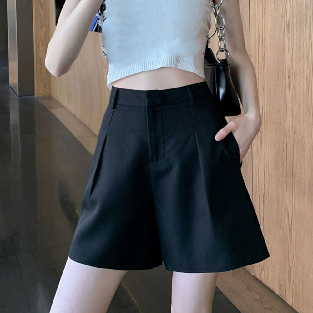 Sophisticated Solid Color Womens Suit Shorts with a Flattering Slim Design - Picture 19 of 44