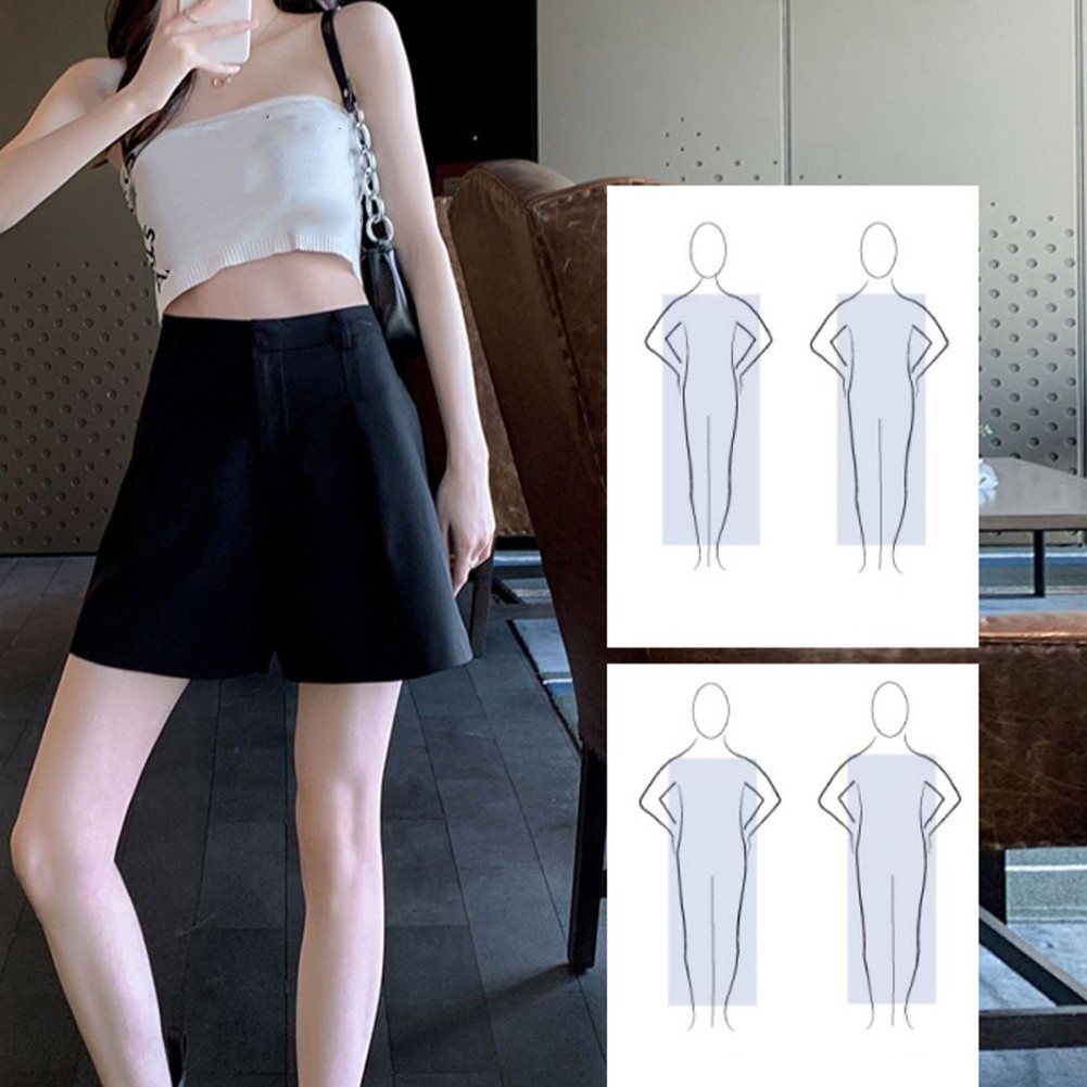 Sophisticated Solid Color Womens Suit Shorts with a Flattering Slim Design - Picture 16 of 44
