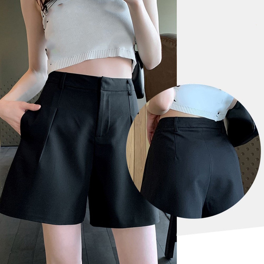 Sophisticated Solid Color Womens Suit Shorts with a Flattering Slim Design - Picture 15 of 44