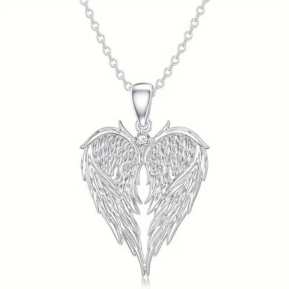 Graceful Heart Necklace with Elegant Wing Design Perfect for Jewelry Collection - Picture 5 of 6