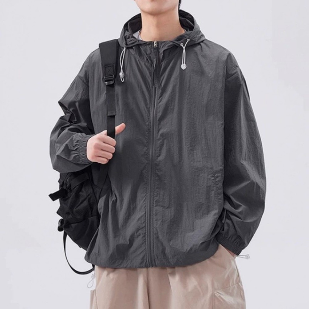 Casual Men's Ice Silk Hooded Coat Breathable and Lightweight for Outdoor Fun - Picture 20 of 30