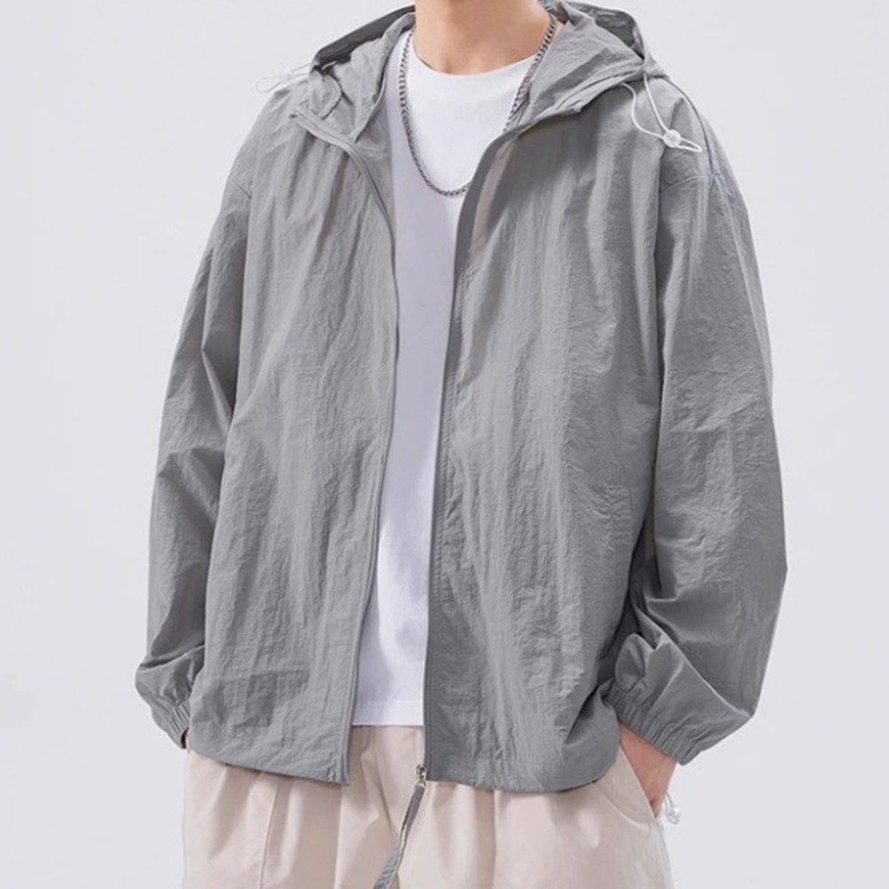 Casual Men's Ice Silk Hooded Coat Breathable and Lightweight for Outdoor Fun - Picture 30 of 30