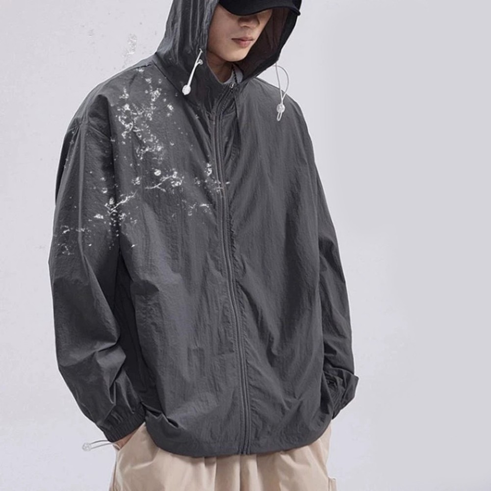Casual Men's Ice Silk Hooded Coat Breathable and Lightweight for Outdoor Fun - Picture 21 of 30