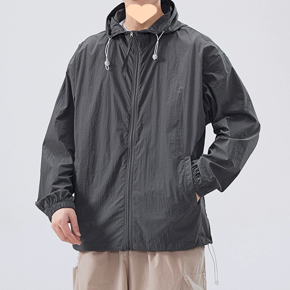 Casual Men's Ice Silk Hooded Coat Breathable and Lightweight for Outdoor Fun - Picture 24 of 30