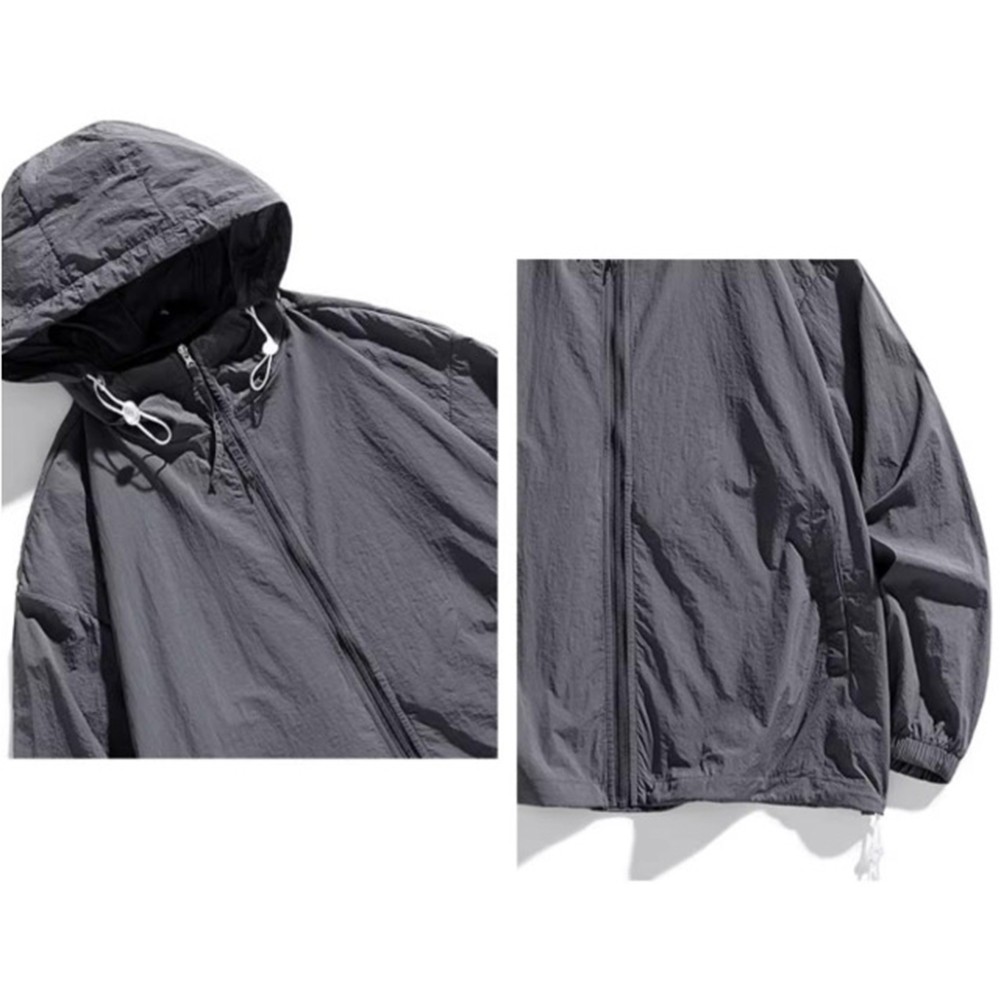 Casual Men's Ice Silk Hooded Coat Breathable and Lightweight for Outdoor Fun - Picture 23 of 30