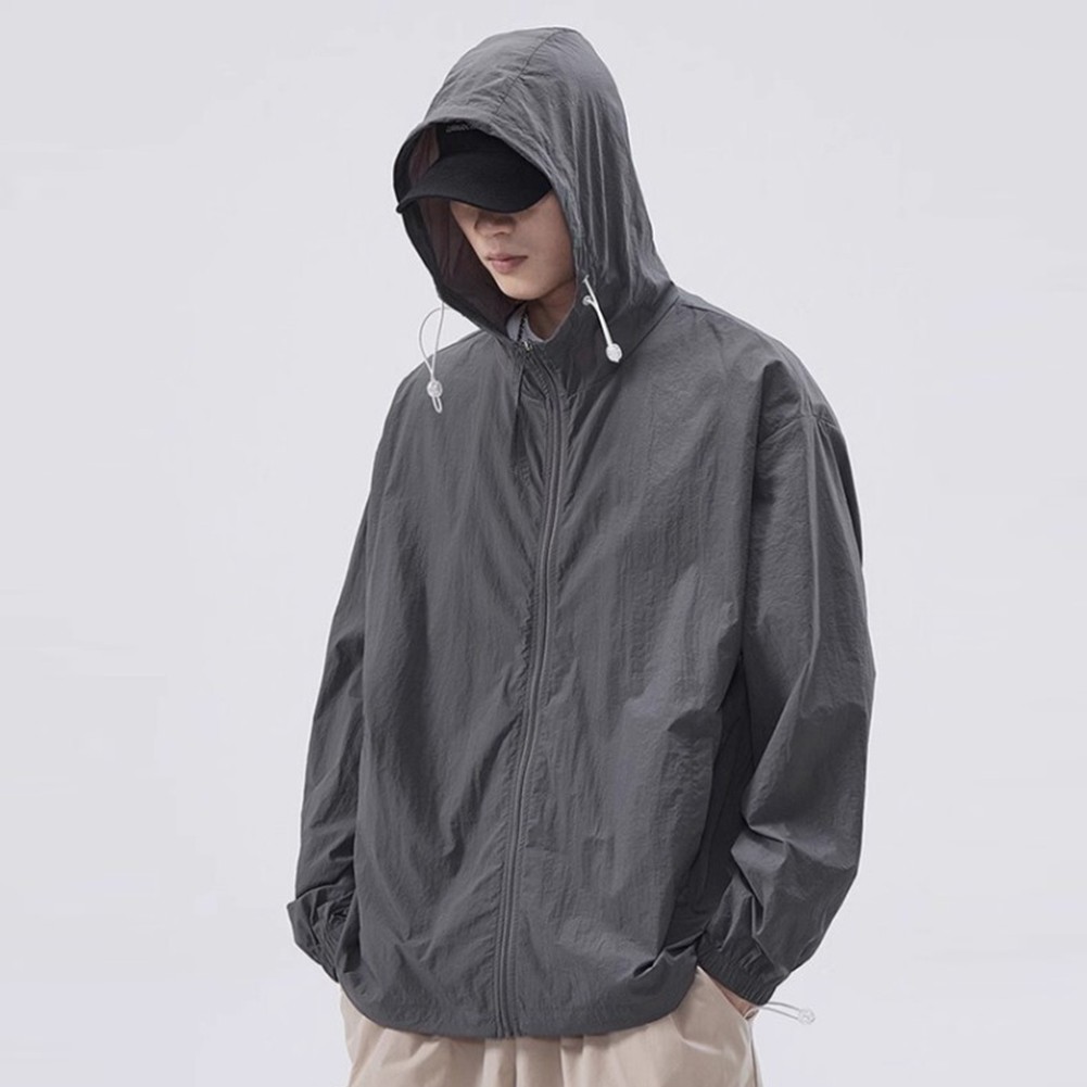 Casual Men's Ice Silk Hooded Coat Breathable and Lightweight for Outdoor Fun - Picture 22 of 30