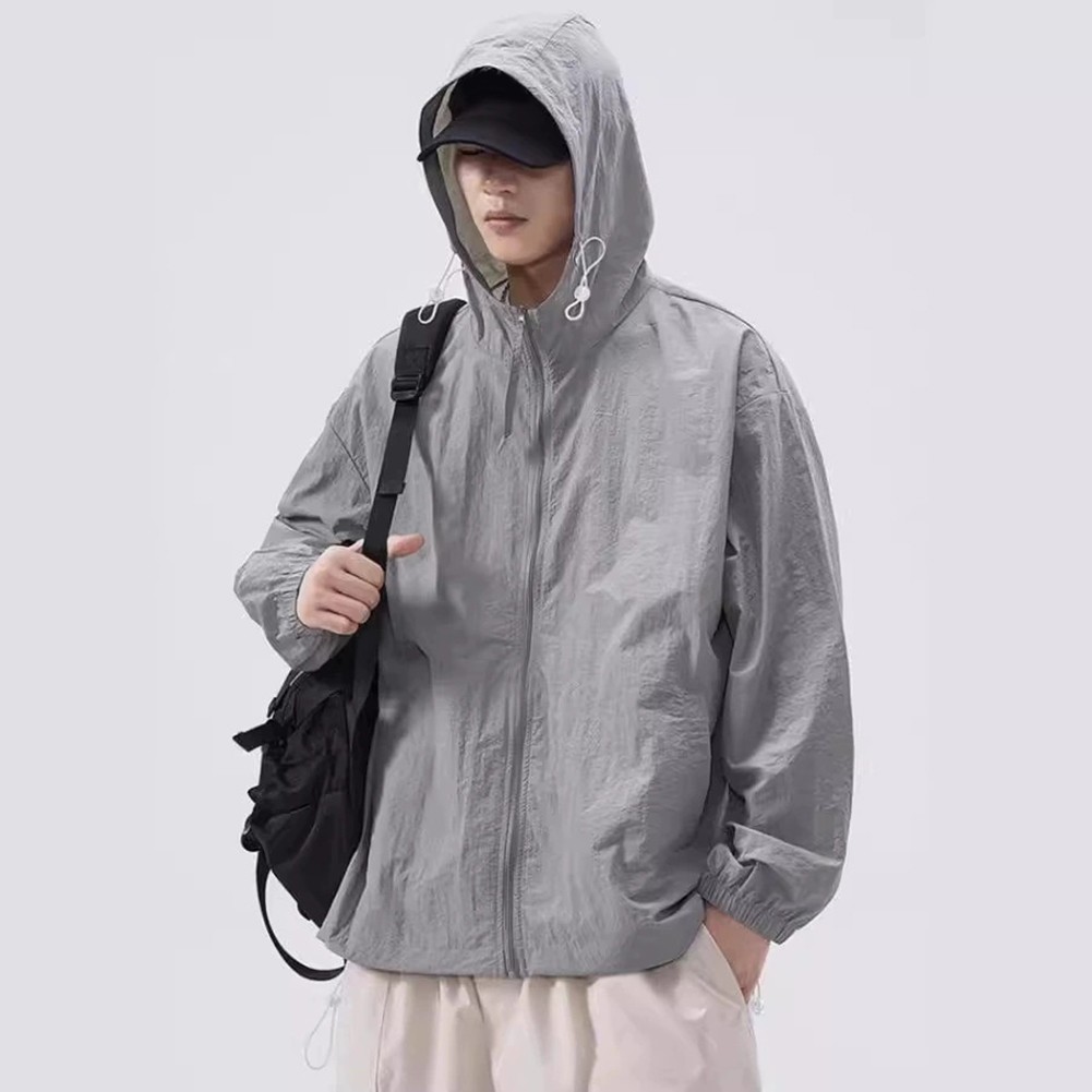 Casual Men's Ice Silk Hooded Coat Breathable and Lightweight for Outdoor Fun - Picture 28 of 30