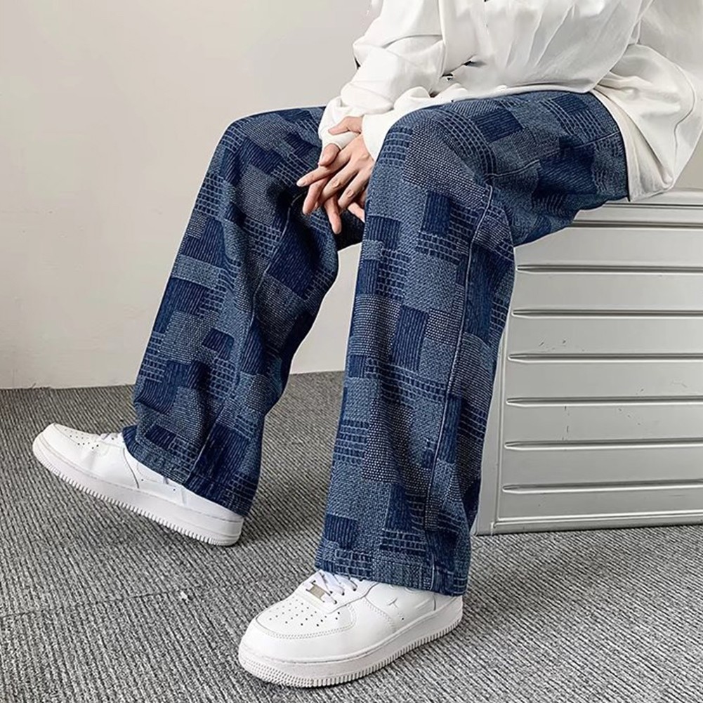 Trendige Loose Fit Herren Jeans mit Schachbrettmuster für stylische Outfits - Bild 17 von 32
