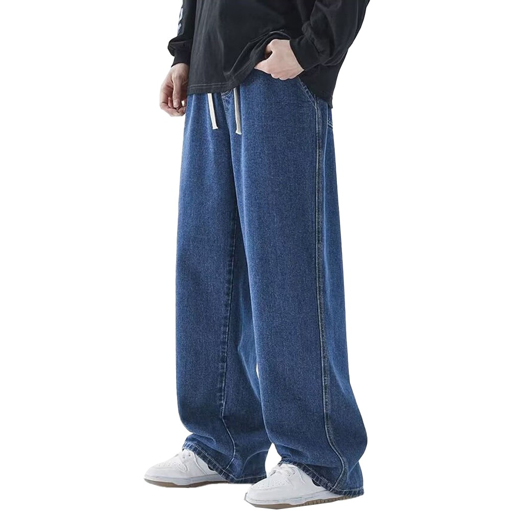 Casual and Trendy Mens Vintage Style Wide Leg Jean Trousers Available Now