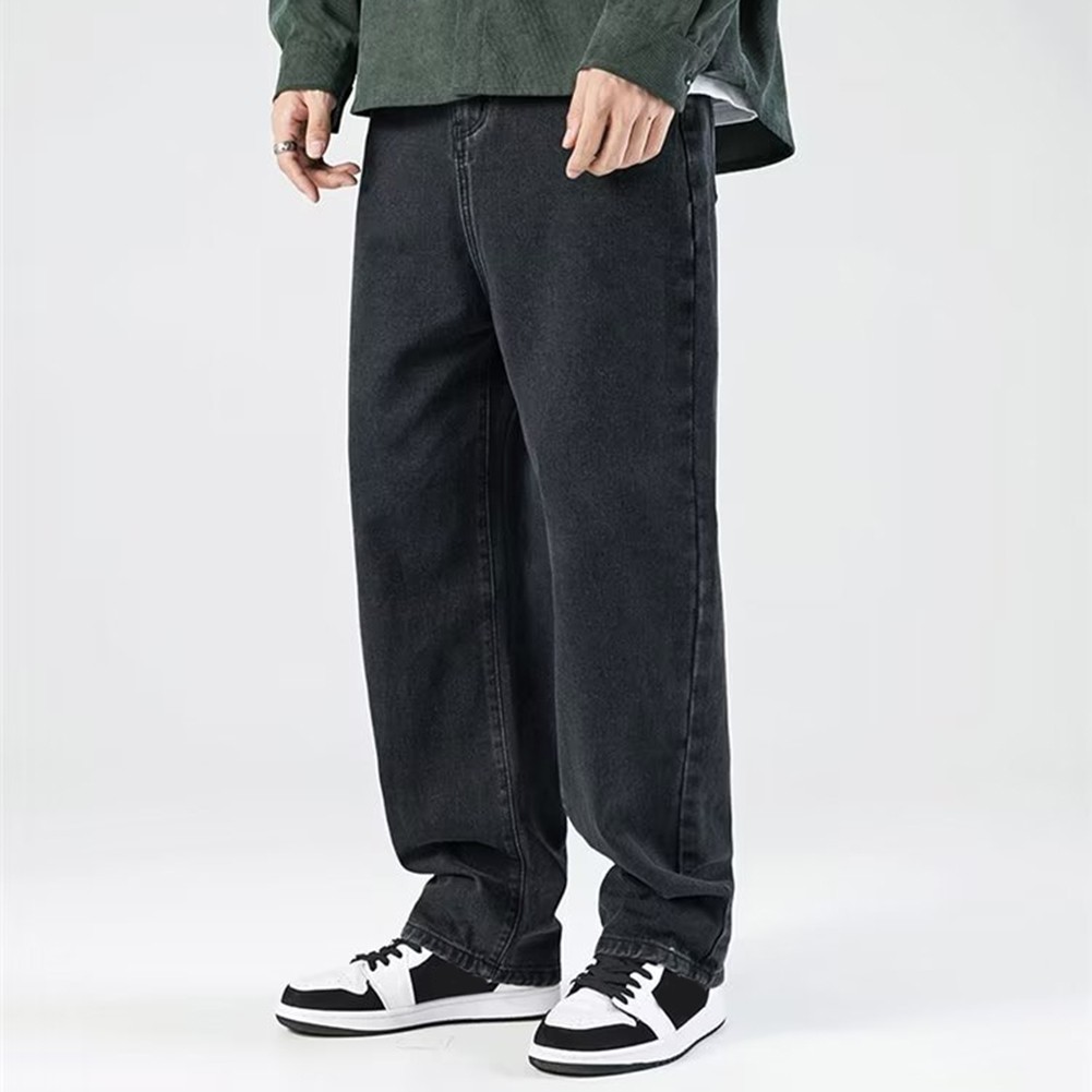 Trendige und bequeme Herren Loose Fit Jeans Einfarbig Hose für Zuhause - Bild 18 von 54