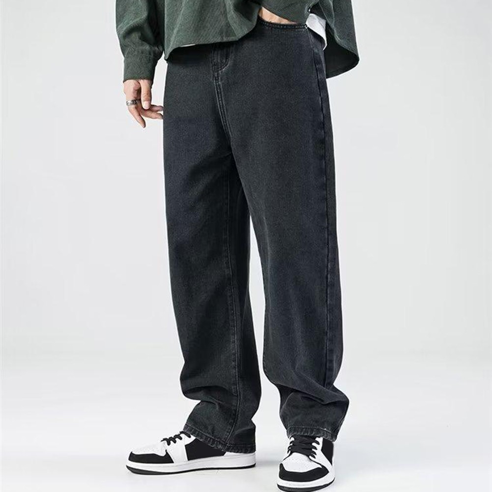 Trendige und bequeme Herren Loose Fit Jeans Einfarbig Hose für Zuhause - Bild 15 von 54