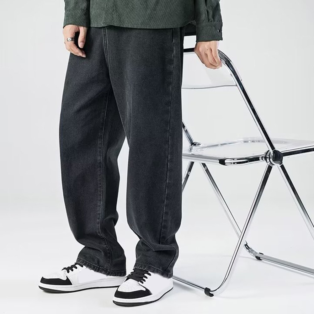 Trendige und bequeme Herren Loose Fit Jeans Einfarbig Hose für Zuhause - Bild 13 von 54