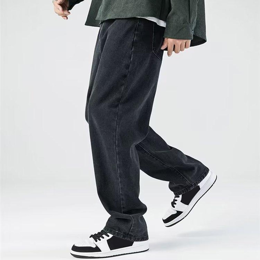 Trendige und bequeme Herren Loose Fit Jeans Einfarbig Hose für Zuhause - Bild 19 von 54