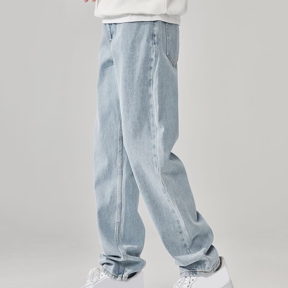 Loose Style Mens Solid Color Jeans Trendy and Comfortable Casual Pants - Picture 20 of 30