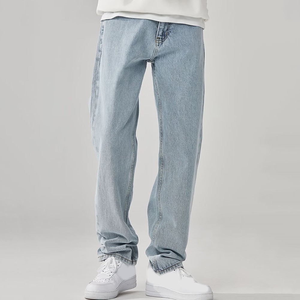 Loose Style Mens Solid Color Jeans Trendy and Comfortable Casual Pants - Picture 17 of 30