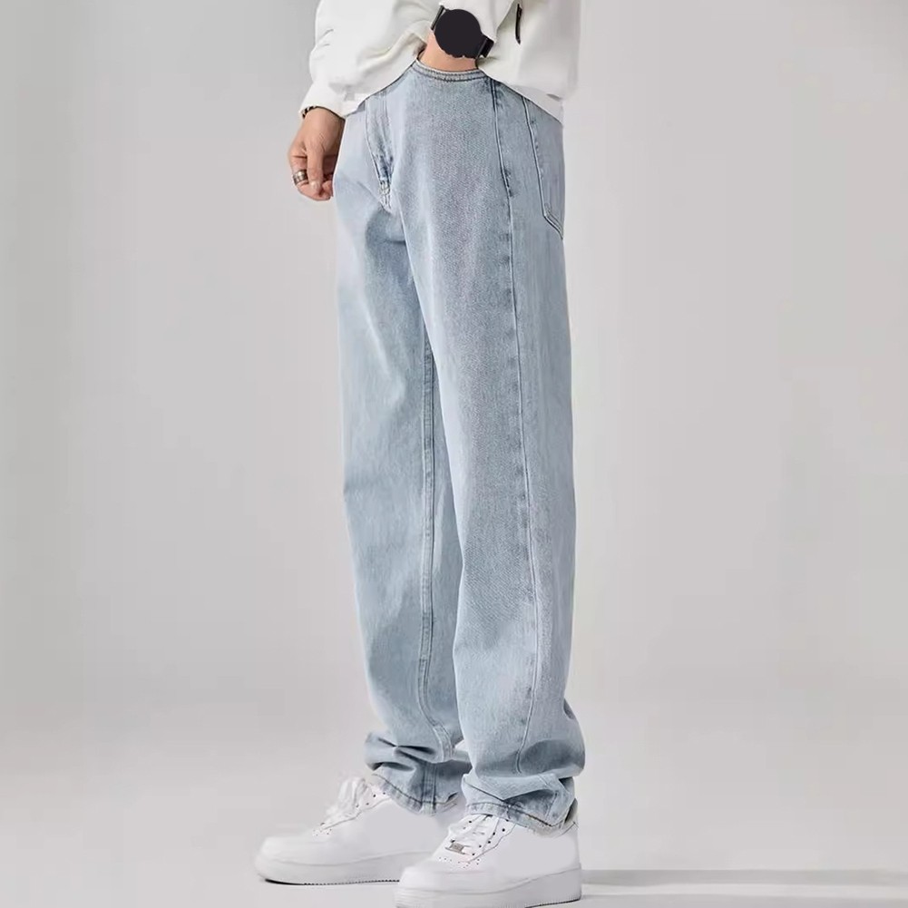Loose Style Mens Solid Color Jeans Trendy and Comfortable Casual Pants - Picture 23 of 30