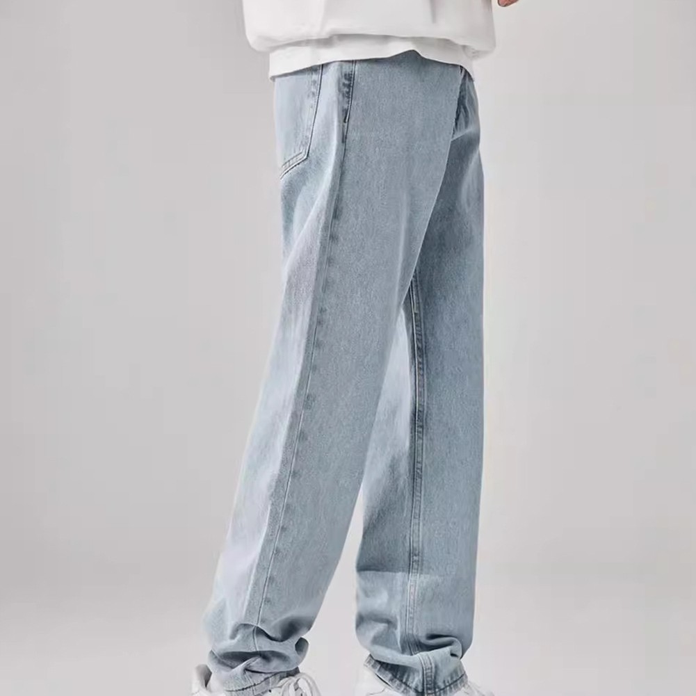 Loose Style Mens Solid Color Jeans Trendy and Comfortable Casual Pants - Picture 24 of 30