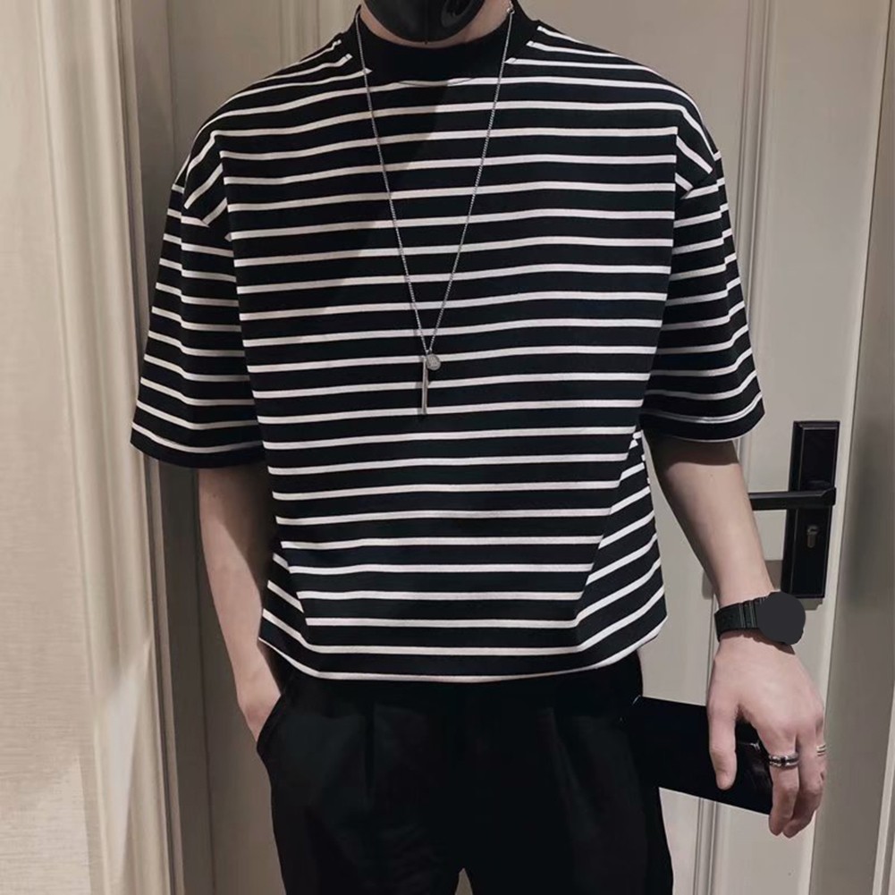 Half Sleeve Mens Shirt in Trendy Stripe Pattern Great for Any Occasion - Picture 13 of 57