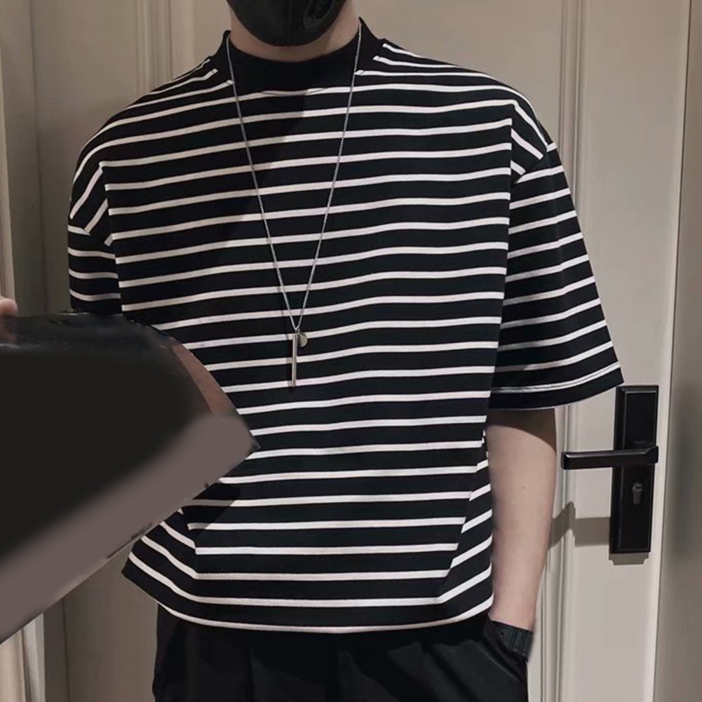 Half Sleeve Mens Shirt in Trendy Stripe Pattern Great for Any Occasion - Picture 18 of 57