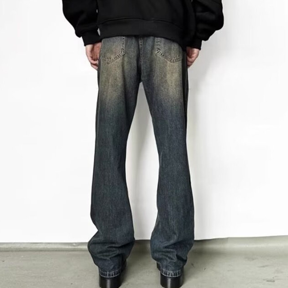 Casual Mens Washed Jeans Thin Fit Pants with Retro Flare for Stylish Looks - Picture 16 of 16