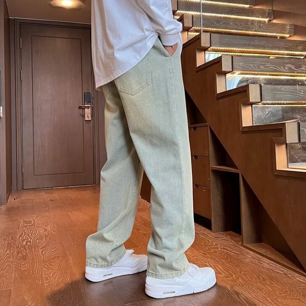 Mens Straight Leg Jeans with Elastic Waist and Drawstring for Daily Use - Picture 9 of 36
