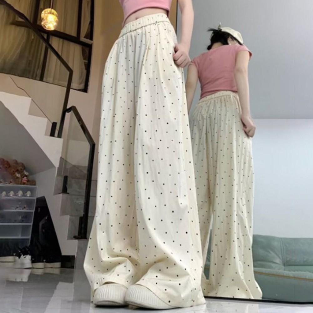 Pantaloni casual larghi da donna vivaci con divertente design a pois ottimi per uso quotidiano - Foto 13 di 17