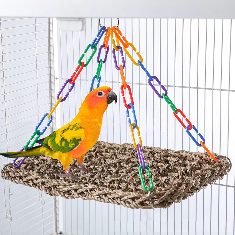 Balançoire à oiseaux herbiers marins naturels pour perruches jouet d'escalade - Photo 47/55