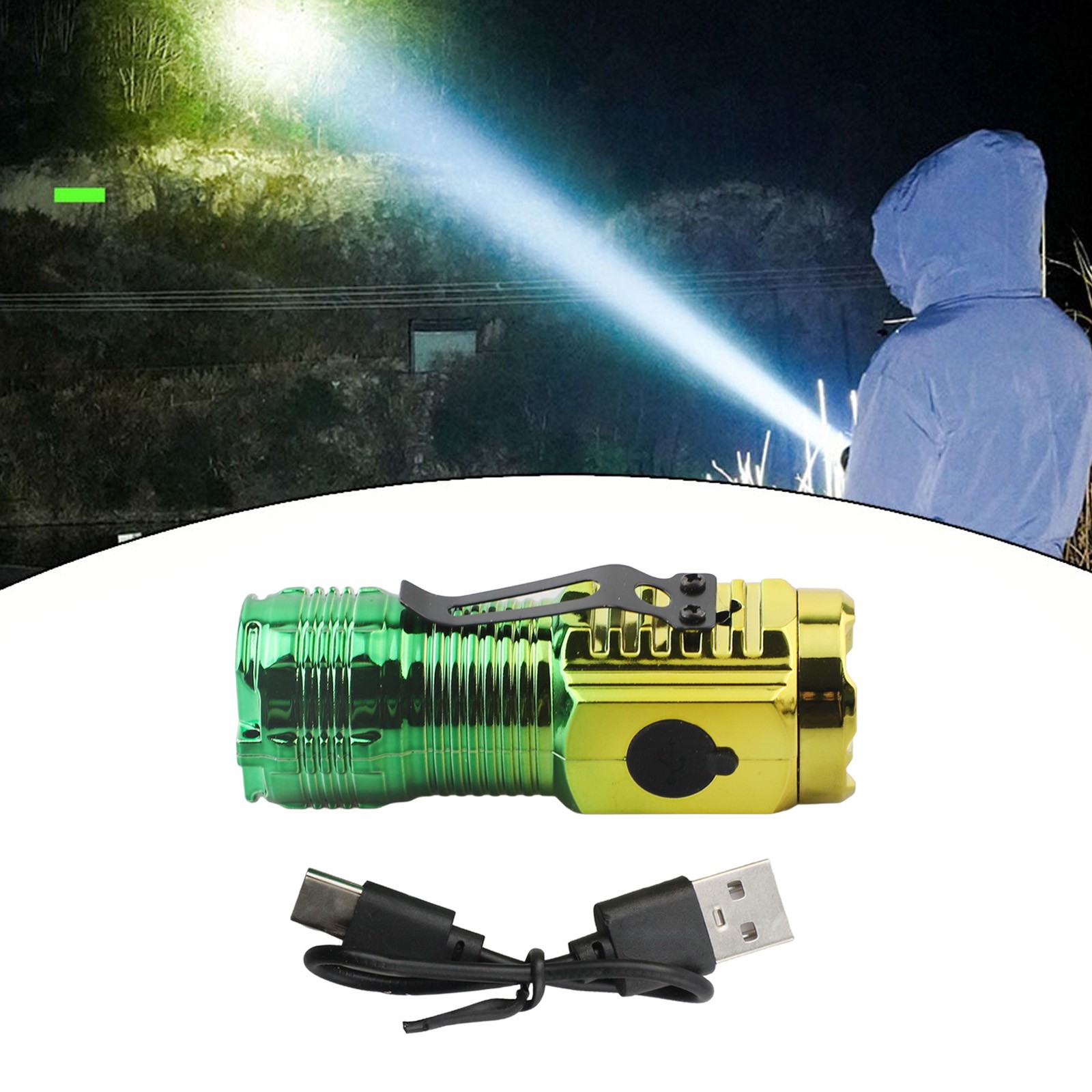 Kompakte und tragbare dreiäugige Taschenlampe für Outdoor Reisen superhelles Licht - Bild 22 von 31