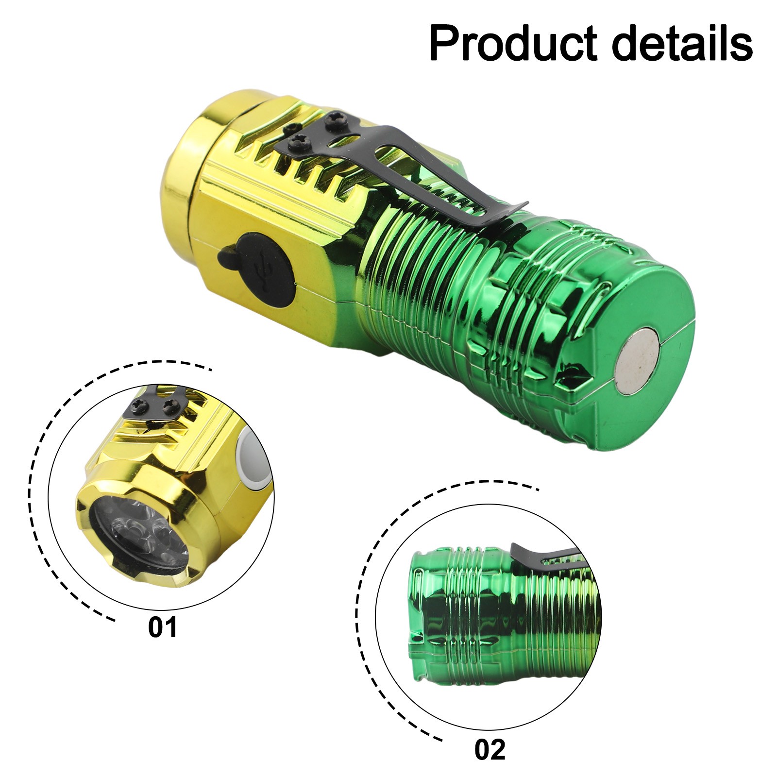 Kompakte und tragbare dreiäugige Taschenlampe für Outdoor Reisen superhelles Licht - Bild 21 von 31