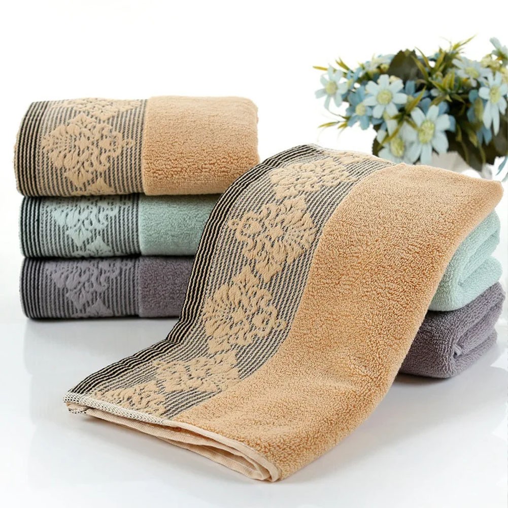 Towels in Classic White Green Brown Colors Soft Touch and Highly Functional
