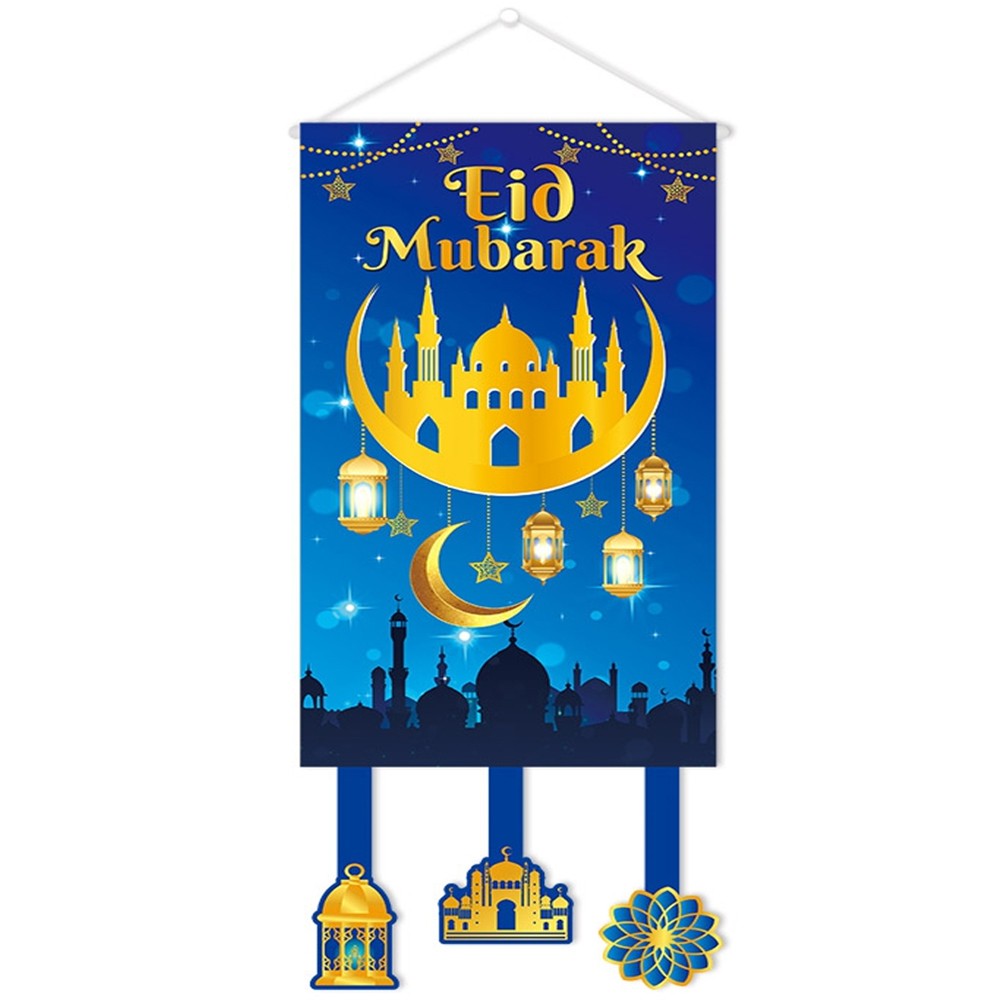Eid Celebration Banner Colorful Polyester Decor for Indoor Outdoor Use