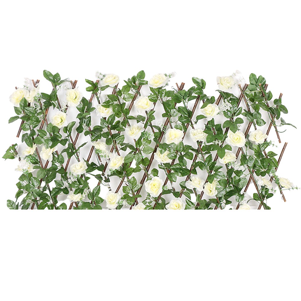 Charming Expandable Trellis with Artificial Flowers for Garden Privacy