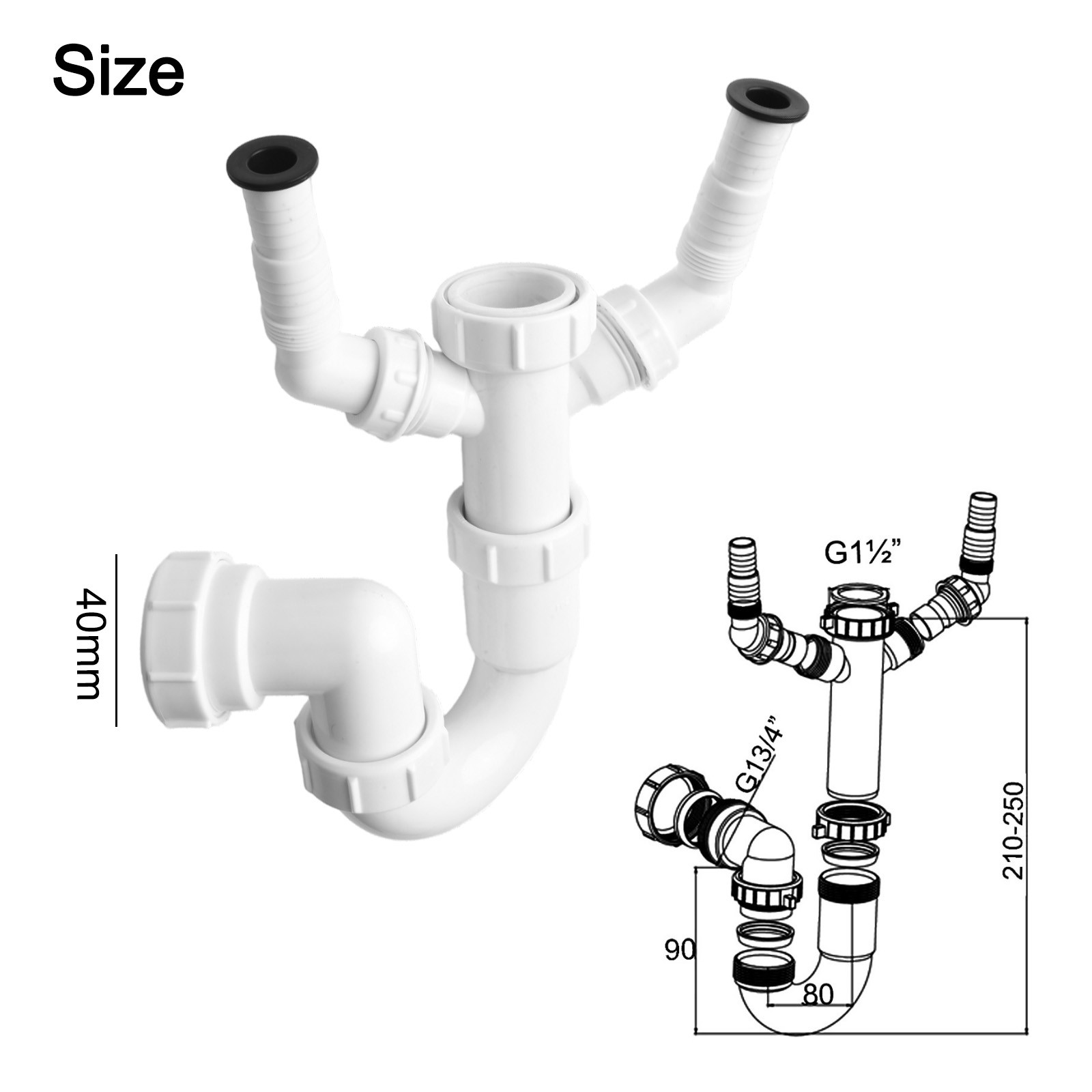 OPERMAXER Flanged Sink Tailpiece 1-1/4 In. OD, 12 Inch Brass Extension Tube For Trap, Drain Connections, Siphon Immersion Pipe For Bathroom Under