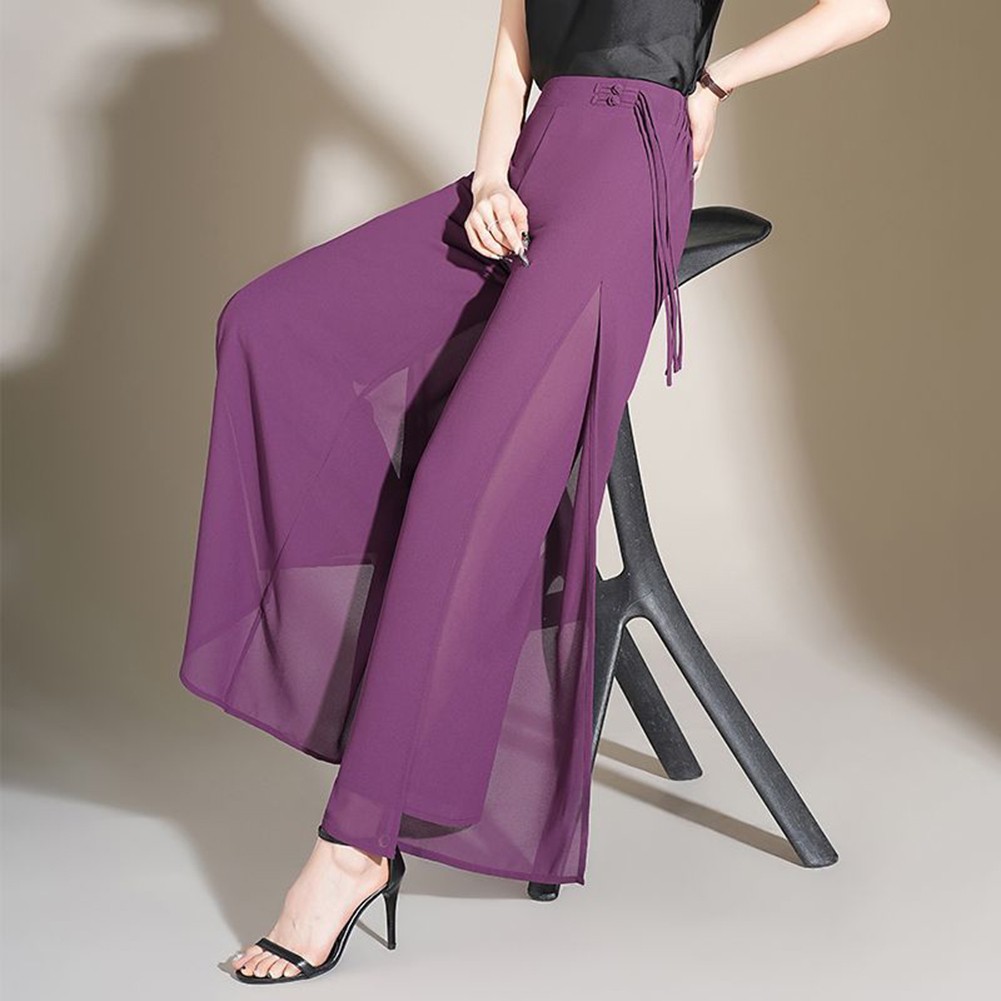 Chiffon Women's Summer Trousers Featuring Double Layer and Relaxed Fit - Picture 13 of 44