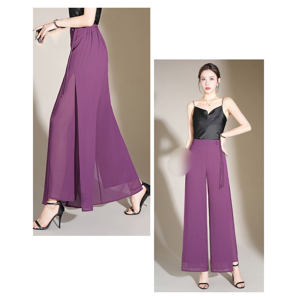 Chiffon Women's Summer Trousers Featuring Double Layer and Relaxed Fit - Picture 20 of 44