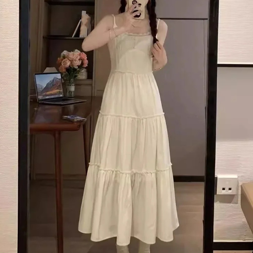 Summer Soft White Maxi Dress with Elegant Waist Design for Womens Fashion - Picture 19 of 40