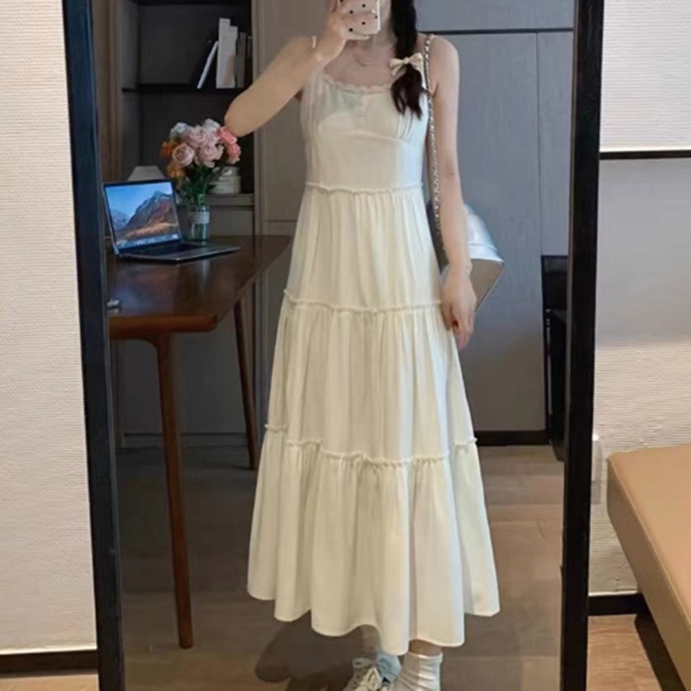 Summer Soft White Maxi Dress with Elegant Waist Design for Womens Fashion - Picture 14 of 40