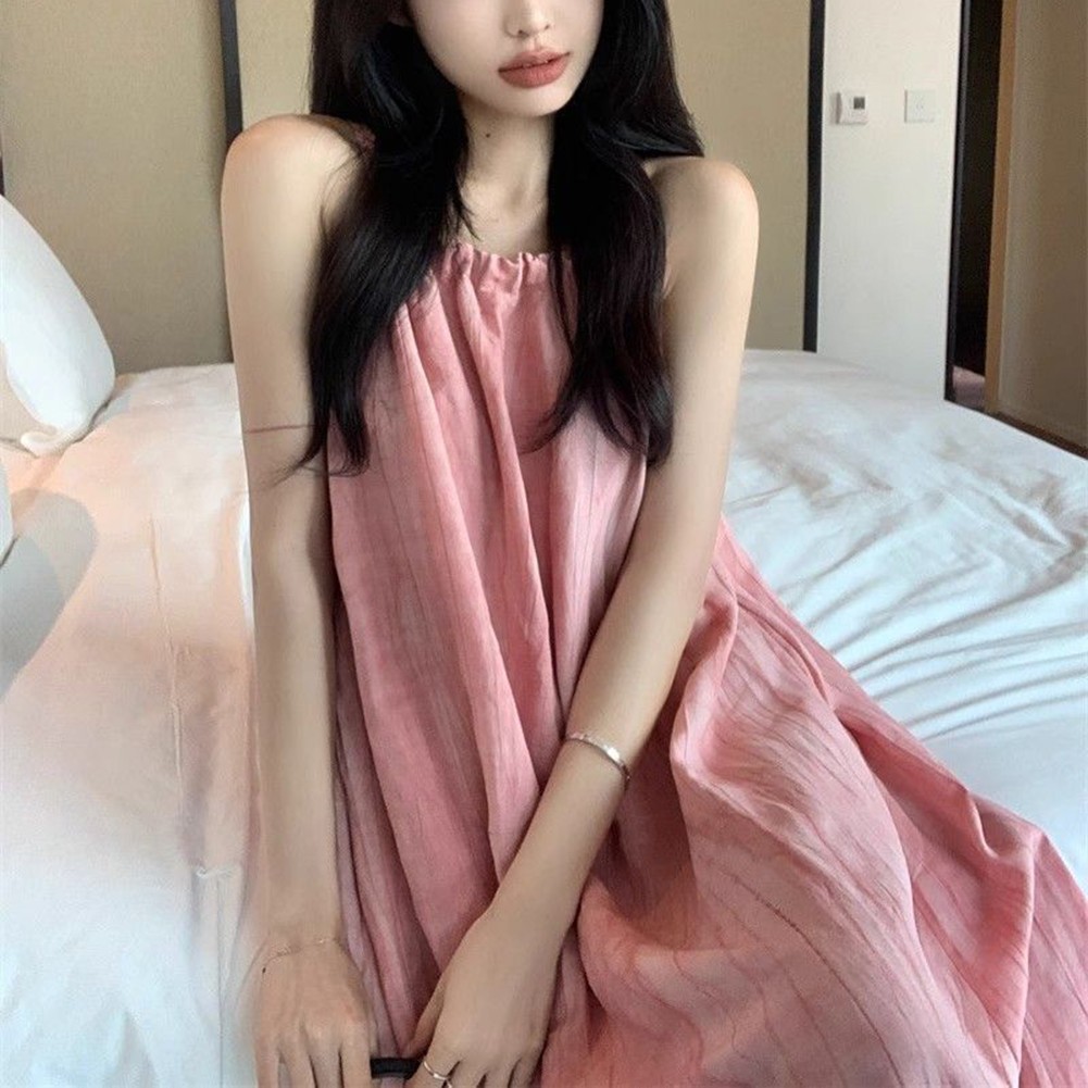 Robe à boutiques bretelles rose élégante et élégante pour femme avec un joli nœud